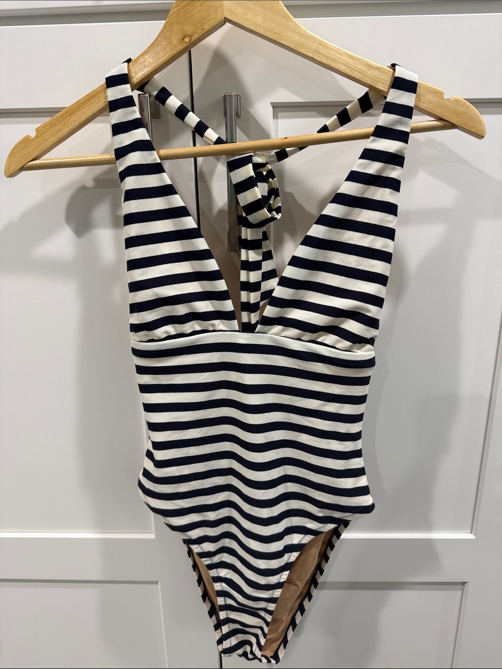J. Crew one-piece swimsuit- Navy and White Striped